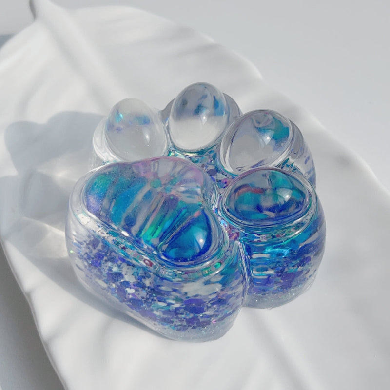 Pata de Gato Squishy|¡Nuevos modelos para marzo! Pata de gato transparente súper bonita | ¡colorida, que cambia de color! Serie Color Aurora, Tonos Diamante